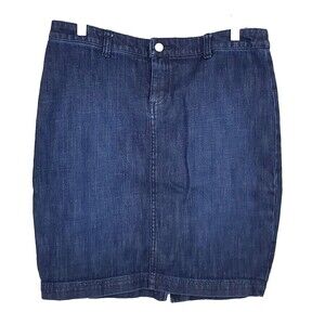 Lilly Pulitzer Skirt 6 Dark Wash Blue Jean Knee Length 2 Pockets Slit